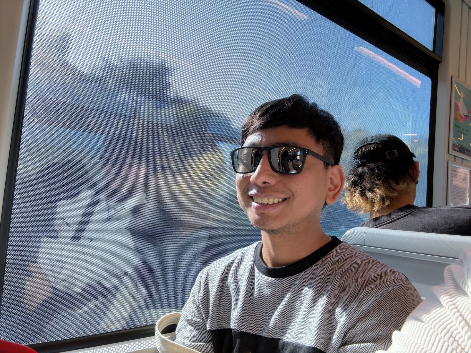 Quick photo op inside the tram to Surfers Paradise. This tram is packed! Lots of people going to places. Fortunately got seats.